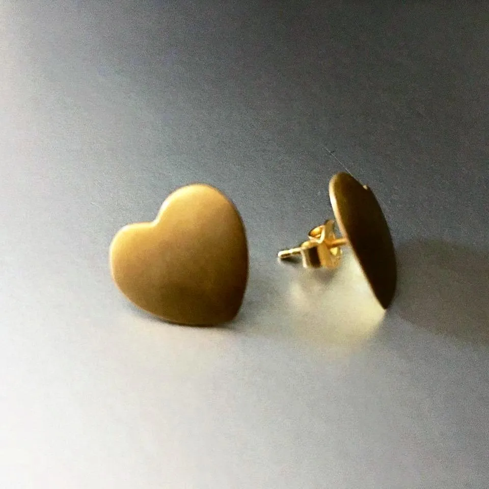 Merak Heart Sterling Silver Gold Plated Studs