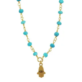 Michal Golan Tiny Turquoise Hamsa Necklace