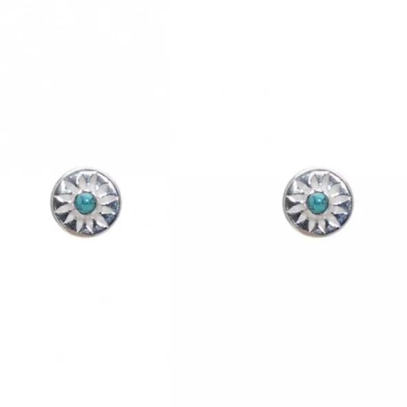 Mini-Sunburst Turquoise .925 Silver Post Earrings