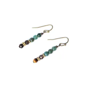 Moss Agate and Smoky Quartz Earrings