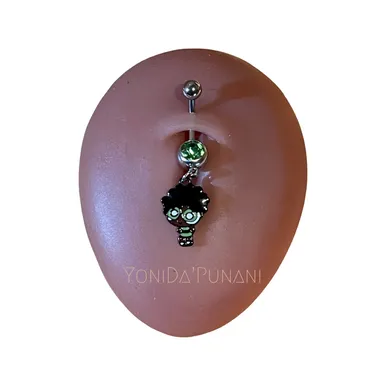 Multi Colors Dangling Ebony Puff Girls Belly Button Body Piercing