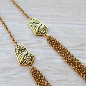 Multi strand gold necklace, South Indian Temple Jewelry, long rani haaram