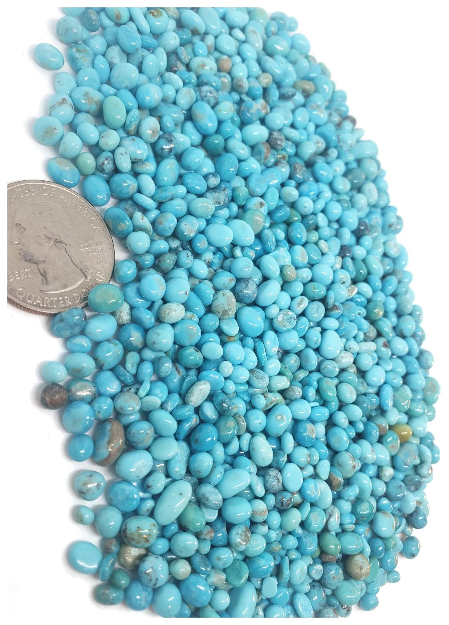 Nacozari (Mex) Turquoise Rounded Small Tumbled Nuggets for Inlay (pkg of 28 grams)