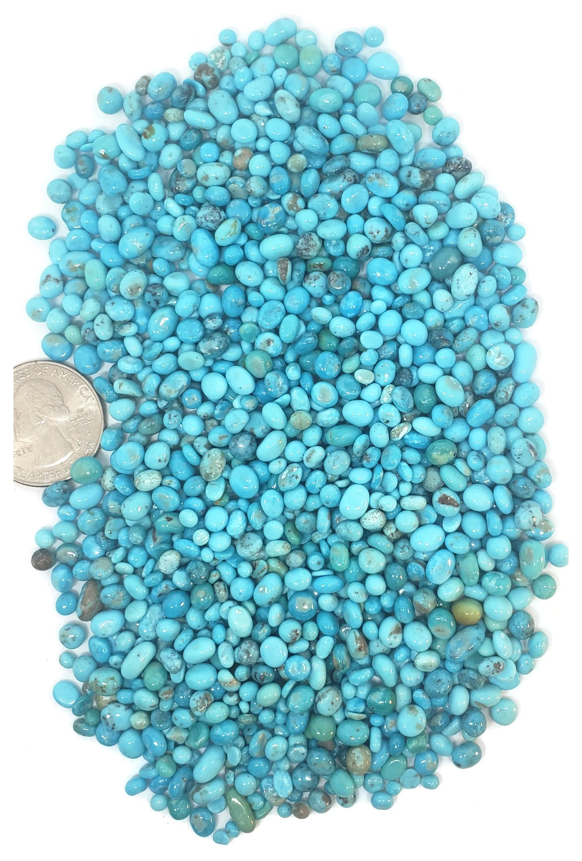 Nacozari (Mex) Turquoise Rounded Small Tumbled Nuggets for Inlay (pkg of 28 grams)