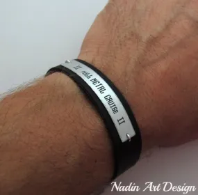 Nameplate Leather Bracelet - Men's Jewelry