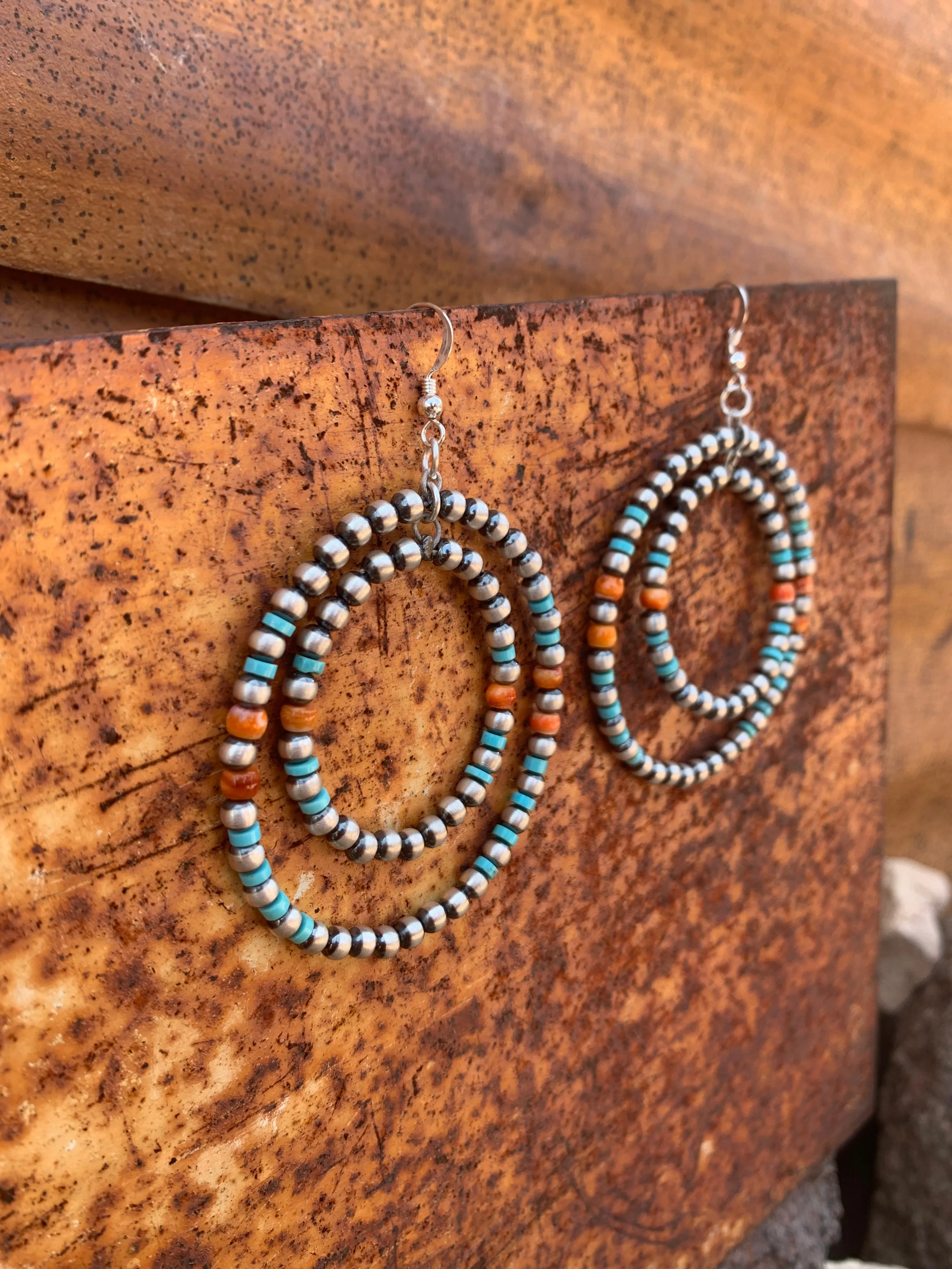 Navajo Pearl, Turquoise & Spiny earrings