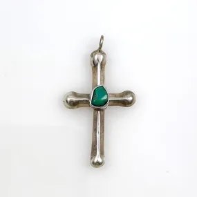 Navajo Sterling Silver & Turquoise Cross Pendant BJ