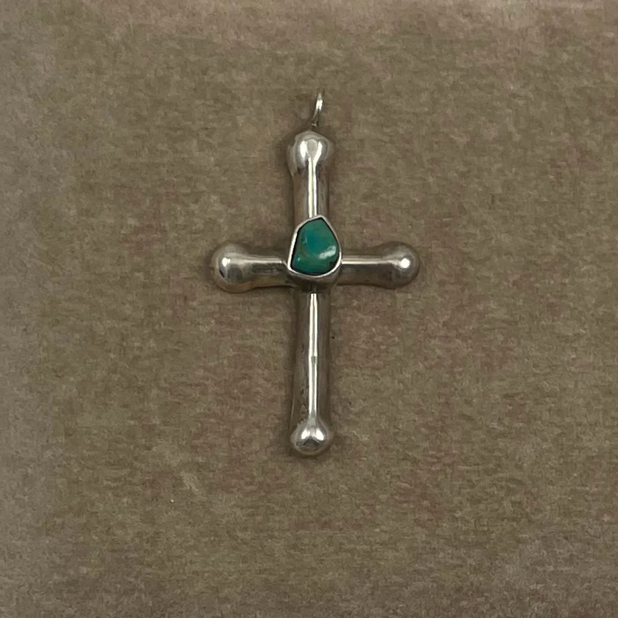 Navajo Sterling Silver & Turquoise Cross Pendant BJ