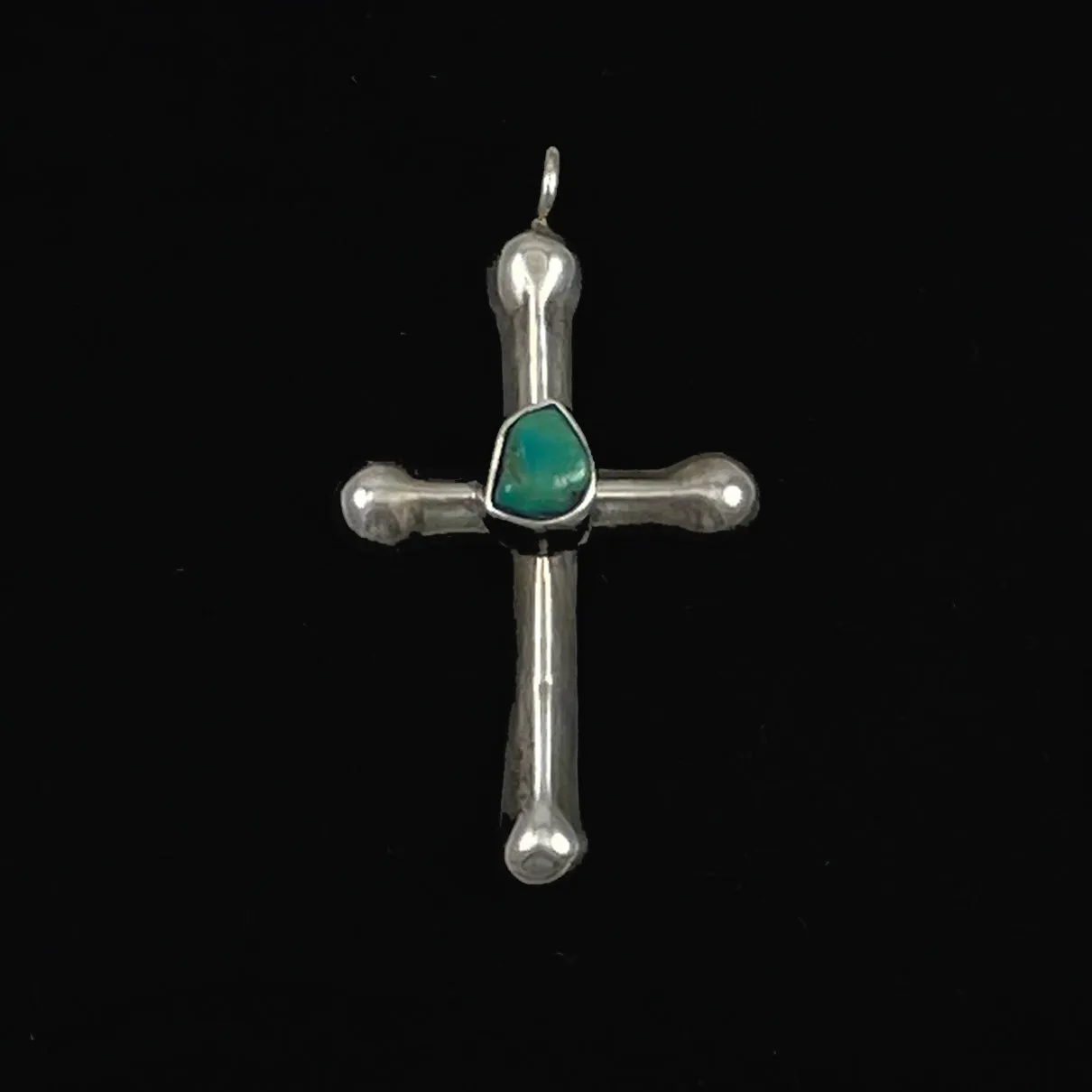 Navajo Sterling Silver & Turquoise Cross Pendant BJ