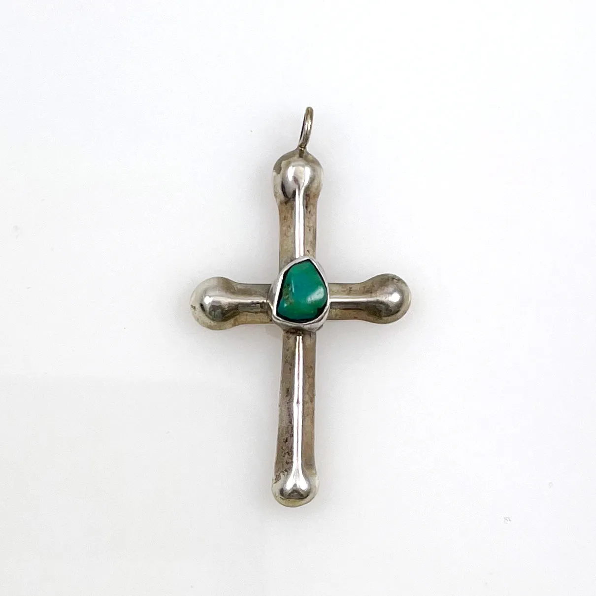 Navajo Sterling Silver & Turquoise Cross Pendant BJ