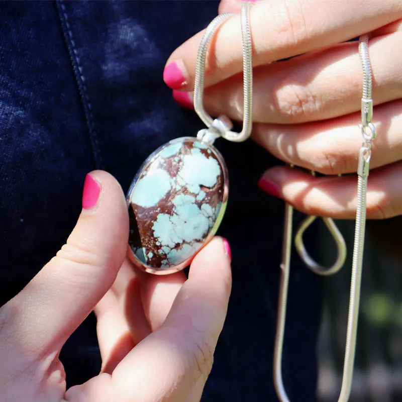 Neela Oval Bohemian Turquoise Pendant