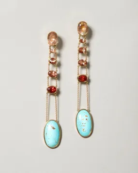 Oregon Sunstone & Persian Turquoise Earrings