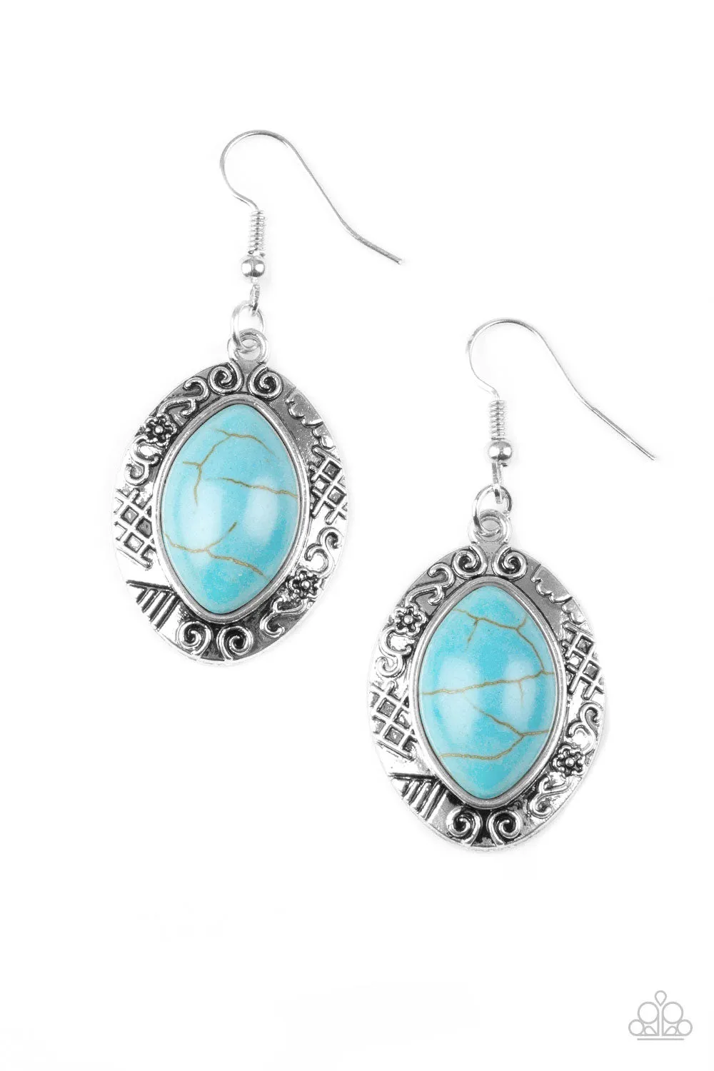 Paparazzi Aztec Horizons Blue Turquoise Floral And Tribal Earring