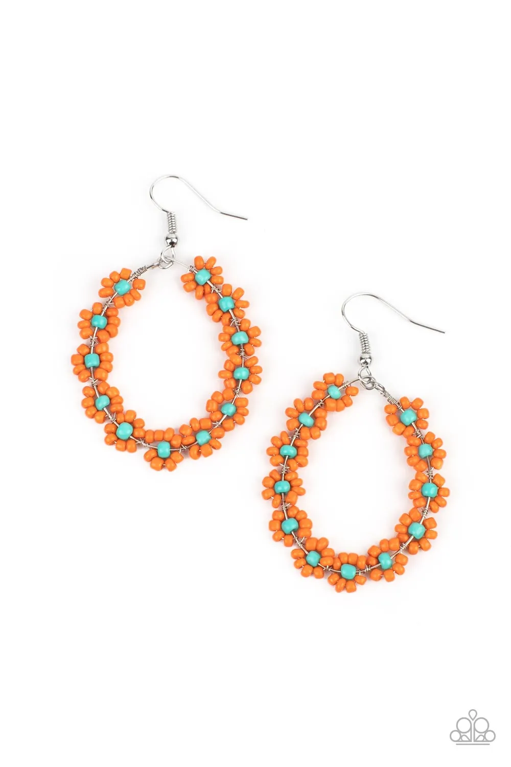 Paparazzi Earring ~ Festively Flower Child - Orange Flower Earring