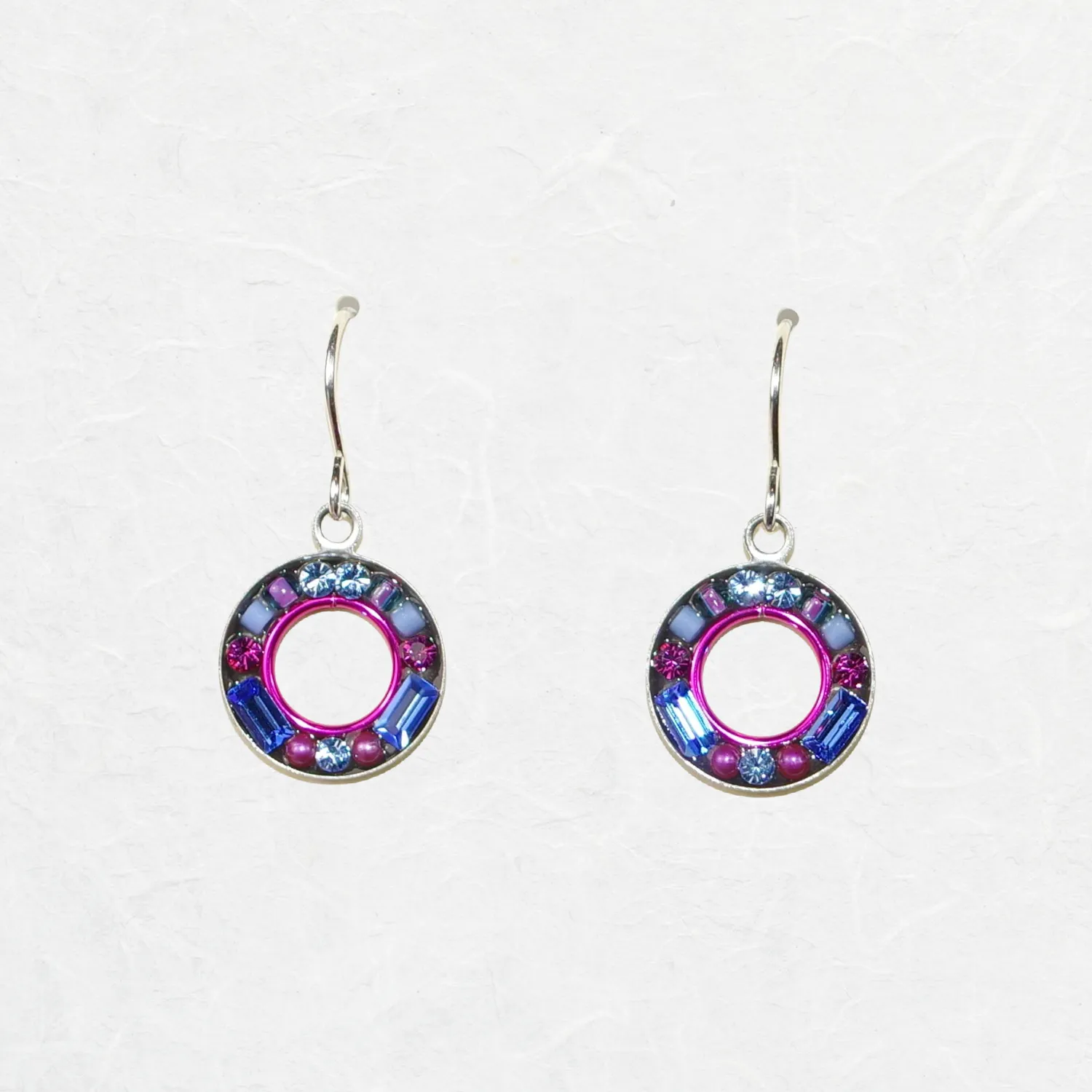 Petite Mosaic Sapphire Circle Earrings