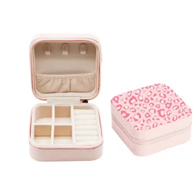 Pink Leopard Square Jewelry Case