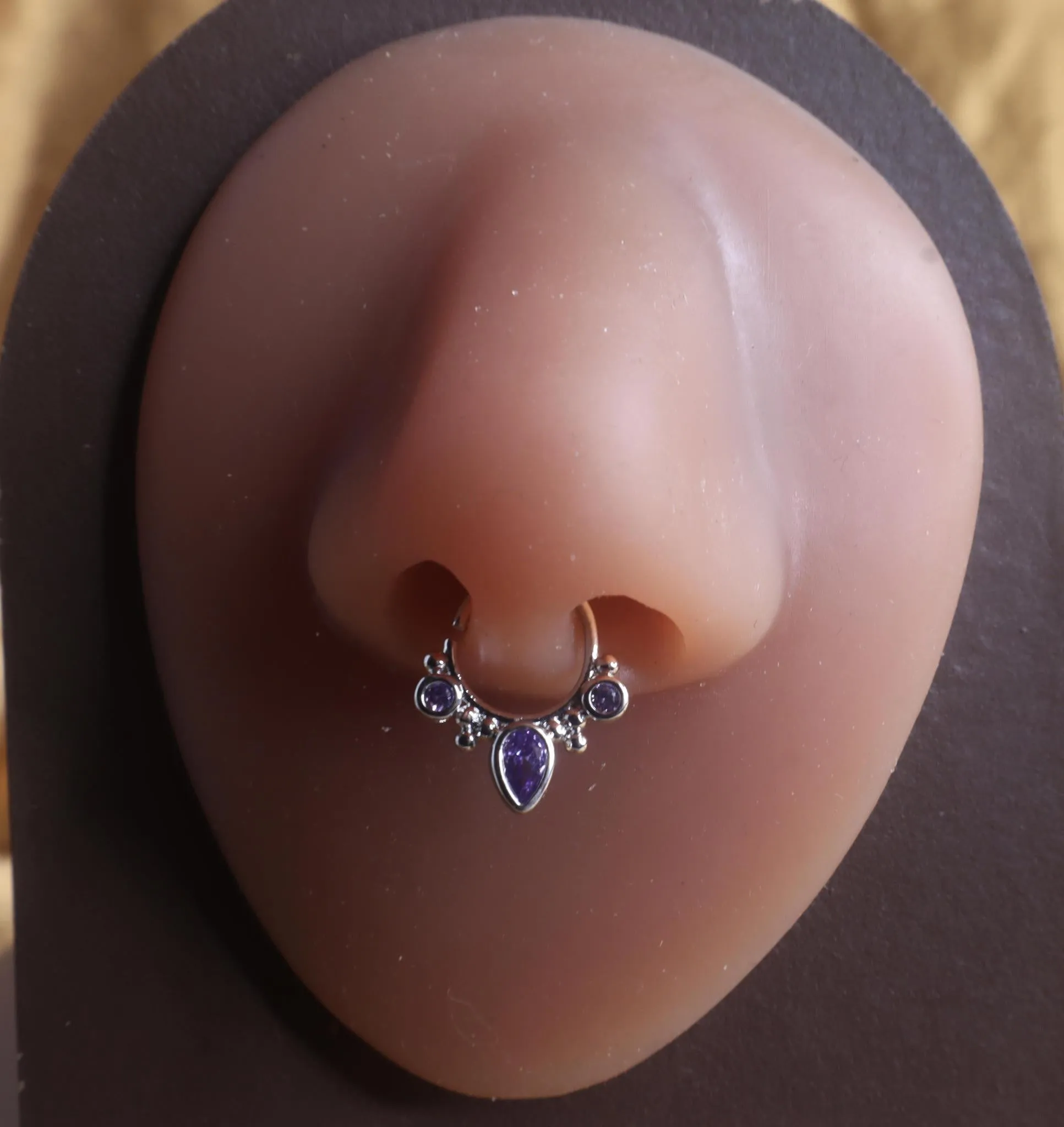 Purple Gem Septum Clicker Nose Hoop Piercing Jewelry