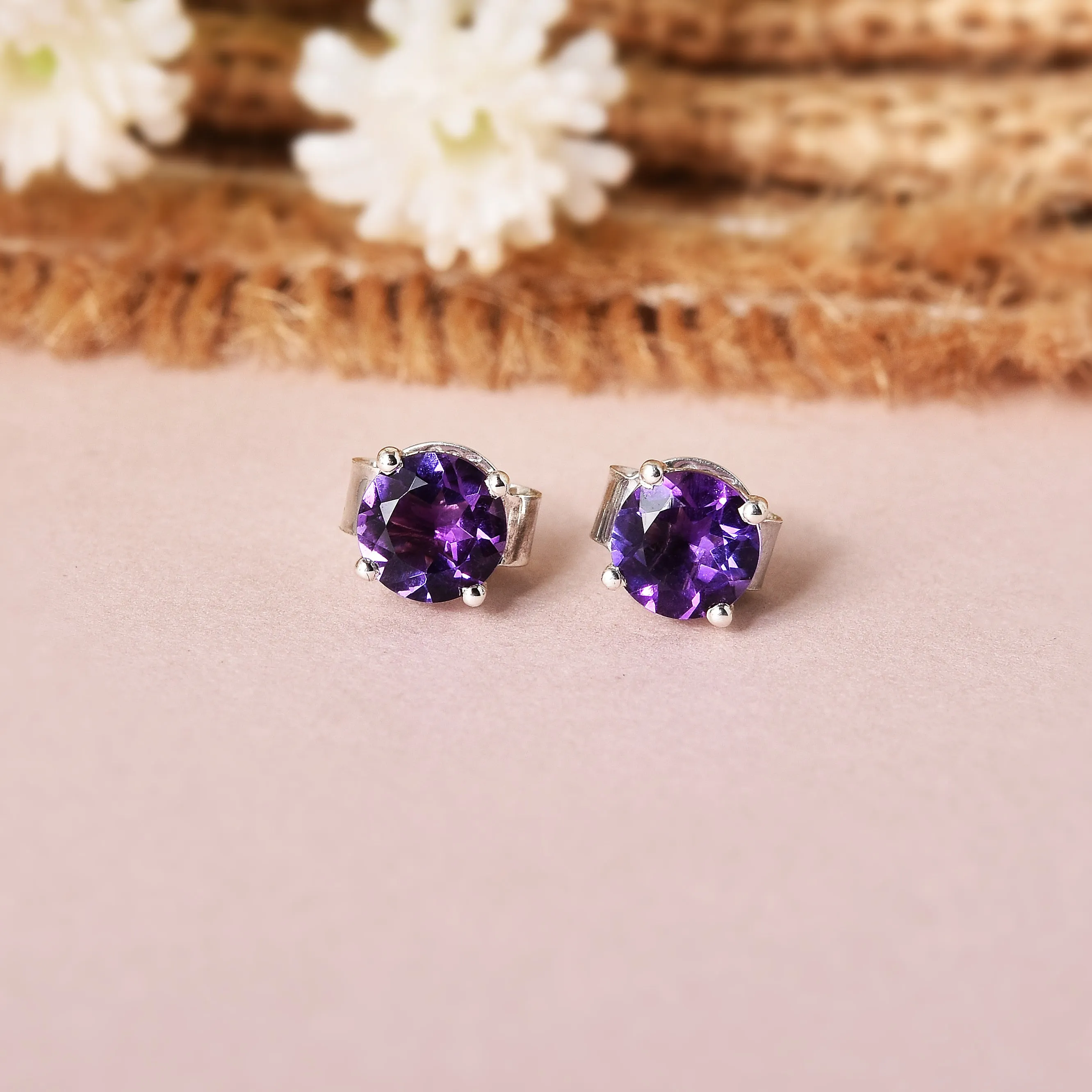 Purple Solitaire Amethyst Jewelry Set