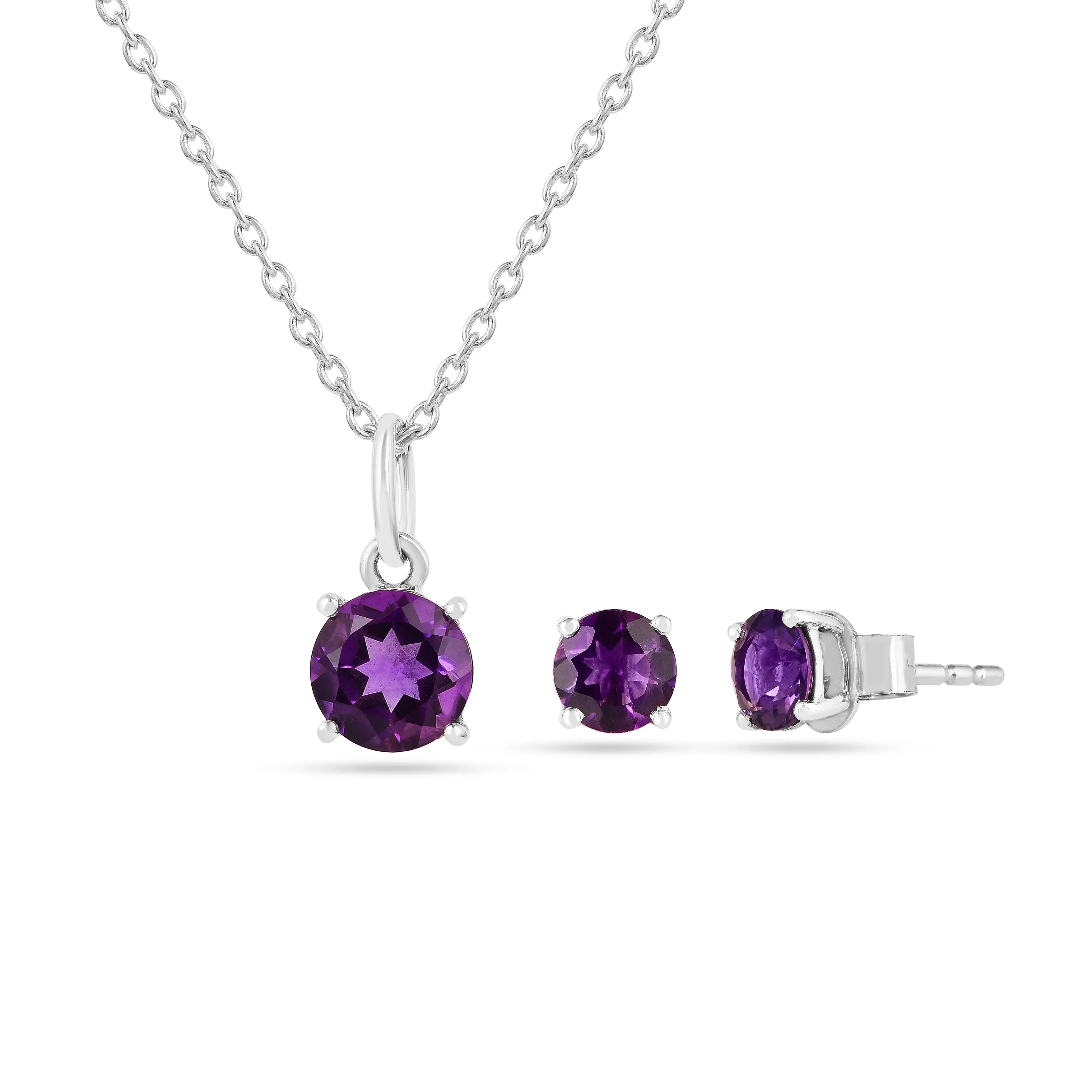 Purple Solitaire Amethyst Jewelry Set