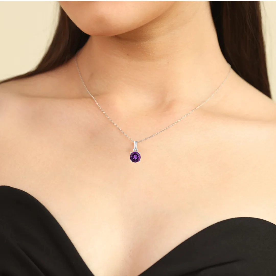 Purple Solitaire Amethyst Jewelry Set