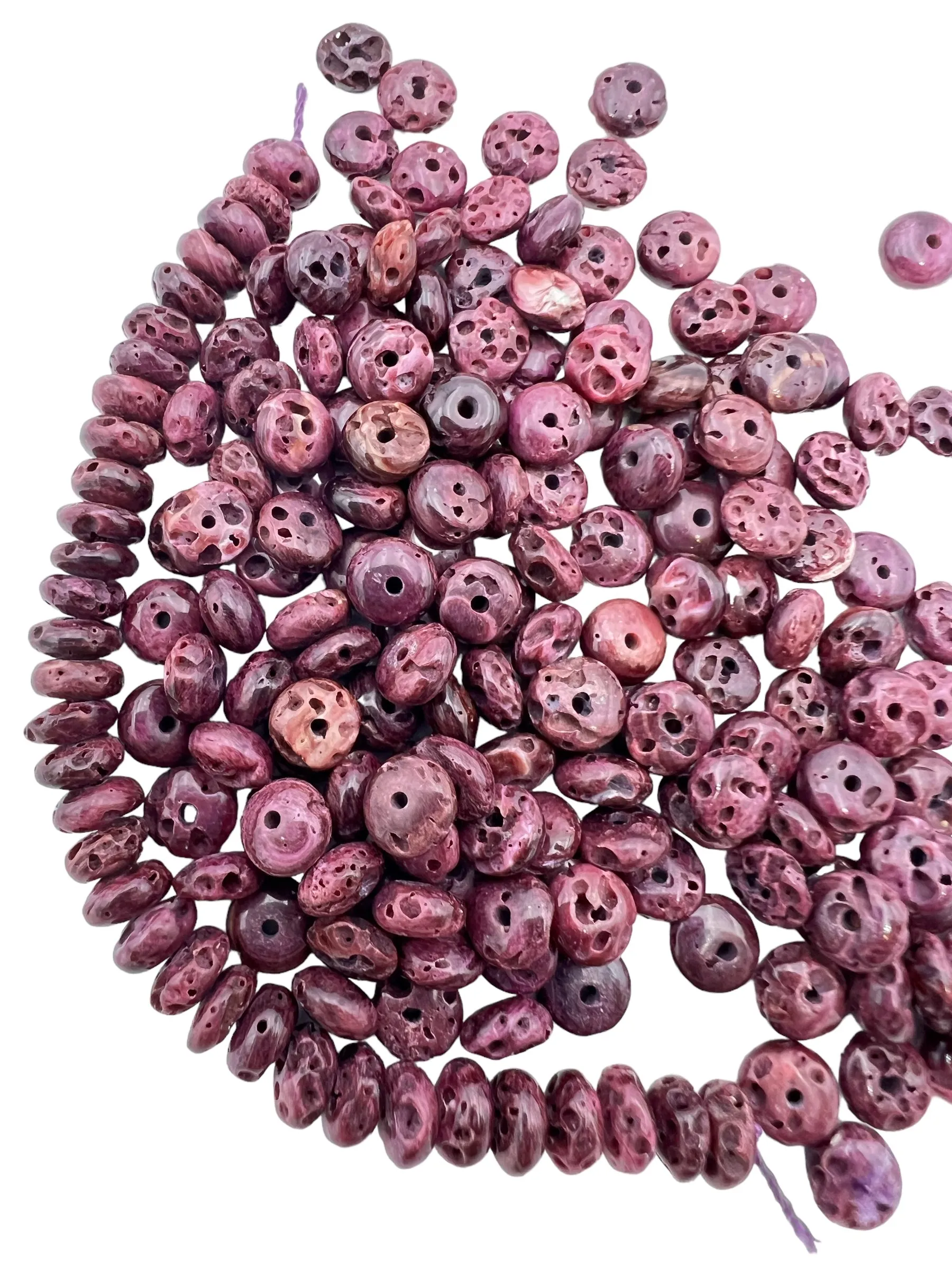 RARE High Quality Dark Purple Spiny Oyster 6mm Rondel Beads, (package of 8 beads)