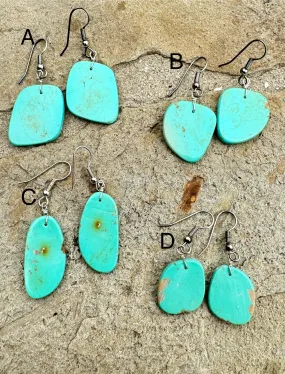 Ready to wear Elisa Turquoise (Mexico) and Sterling Silver Slab Earrings (Select One Pair)