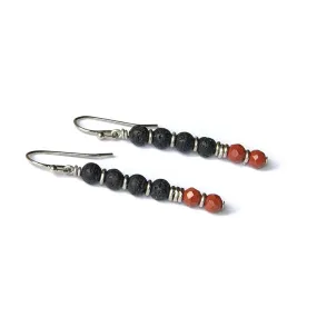 Root Chakra Aromatherapy Earrings with Lava Rock and Red Jasper *Final Sale*