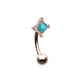 Rose Gold Turquoise Bohemian WildKlass Curved Barbell Eyebrow Ring