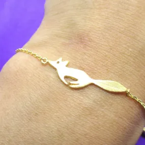 Running Fox Shaped Silhouette Charm Bracelet in Gold | Animal Jewelry