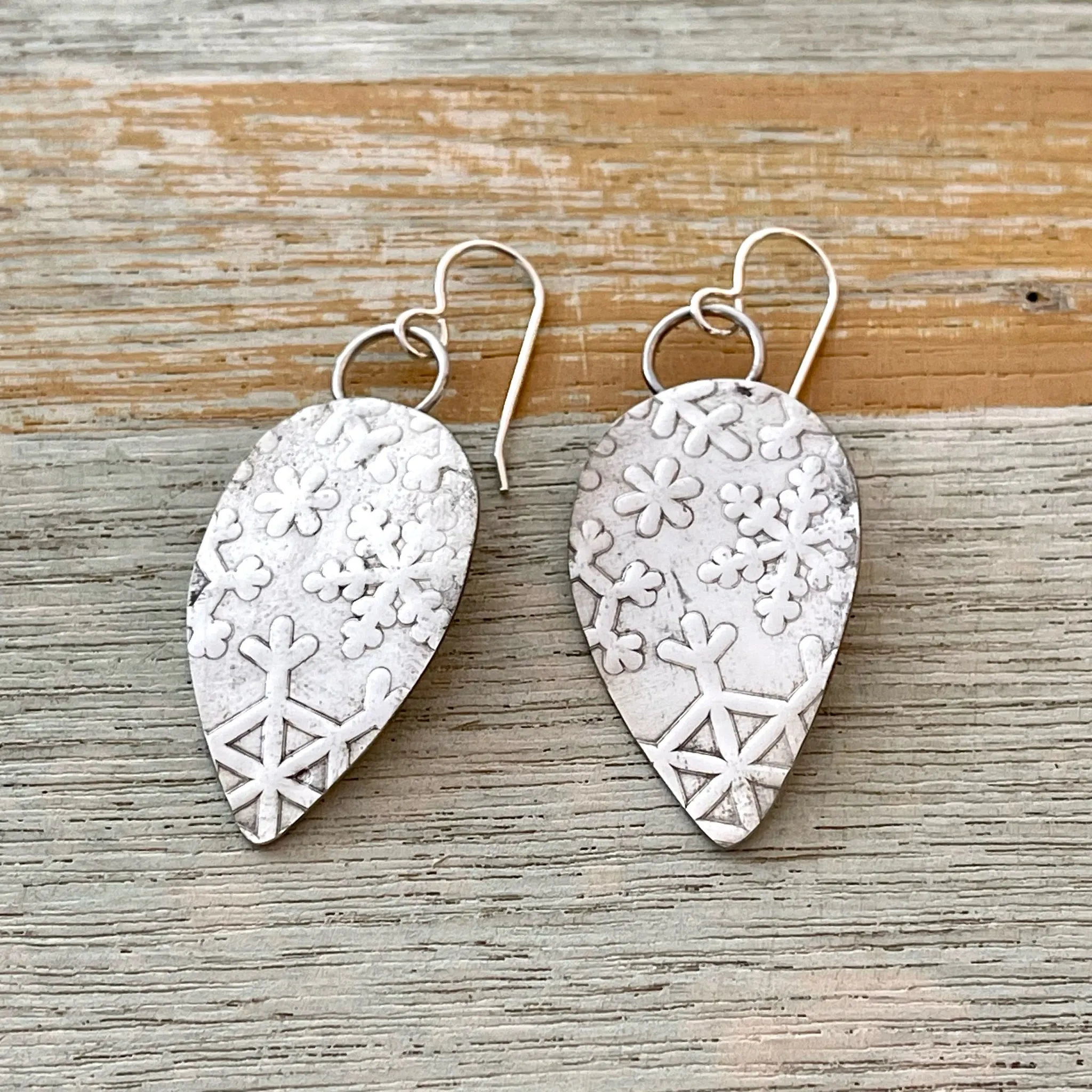 Silver Snowflake Pressed Earrings