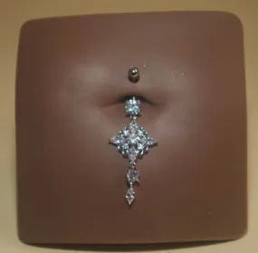 Steel Big Diamond Navel Belly Button