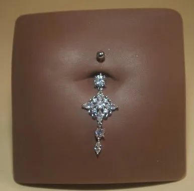 Steel Big Diamond Navel Belly Button