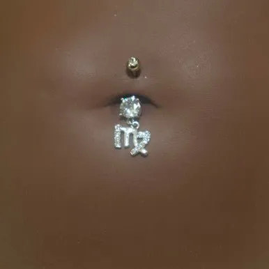 Steel Dangling Zodiac Sign Navel Belly Button Ring Body Piercing Jewelry