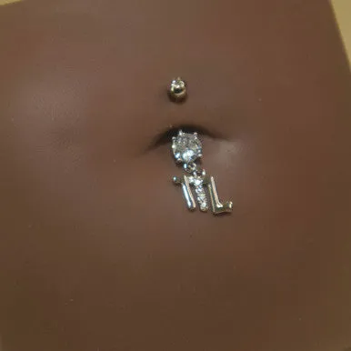 Steel Dangling Zodiac Sign Navel Belly Button Ring Body Piercing Jewelry