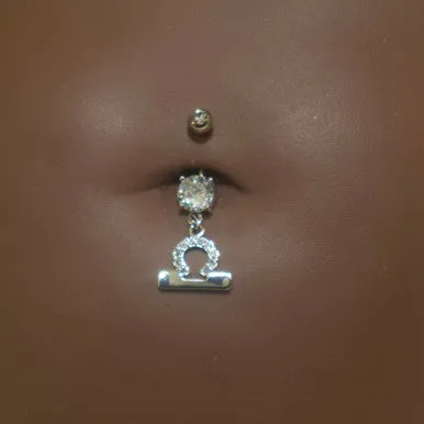 Steel Dangling Zodiac Sign Navel Belly Button Ring Body Piercing Jewelry