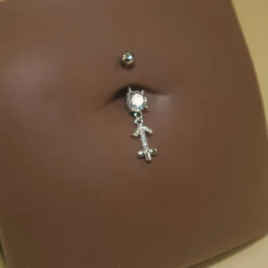 Steel Dangling Zodiac Sign Navel Belly Button Ring Body Piercing Jewelry