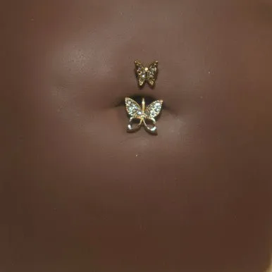 Steel top Butterfly Navel Belly Button Ring Body Piercing Jewelry