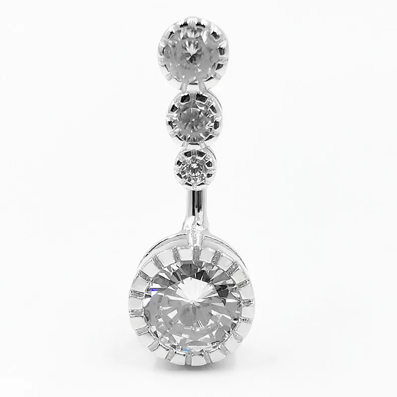 Sterling Silver Navel Piercing Zircon Belly Button Ring For Women