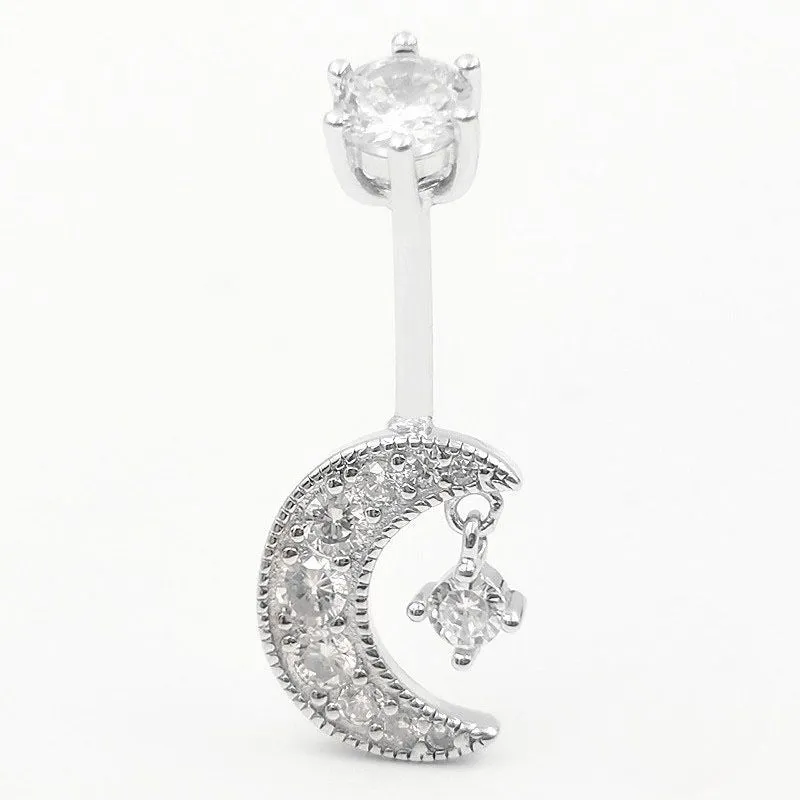 Sterling Silver Navel Piercing Zircon Belly Button Ring For Women