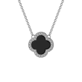 Sterling Silver Onyx Clover Pendant