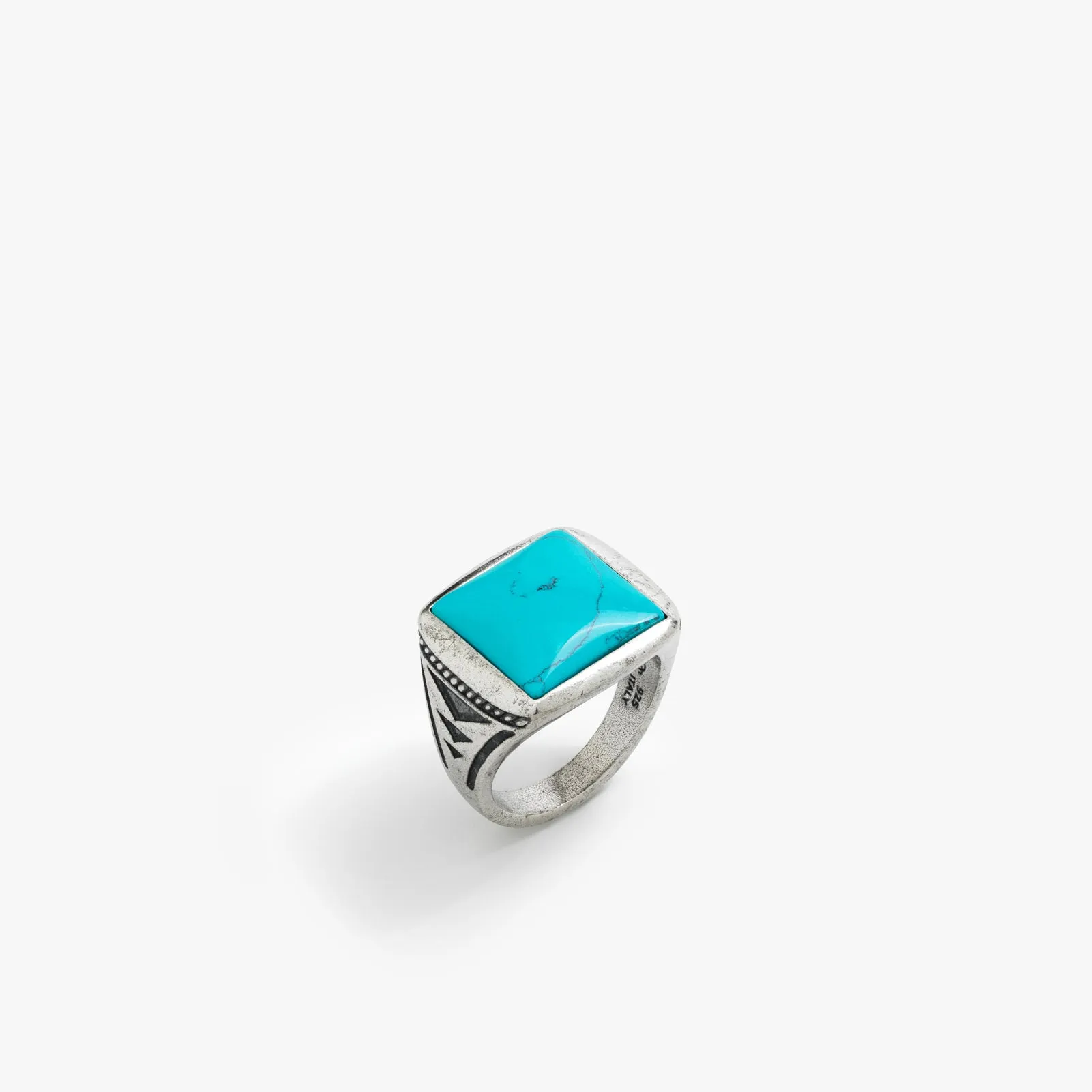 Sterling Silver Vintage Turquoise Signet Ring