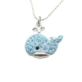 Super Cute Whale Shaped Blue Rhinestone Pendant Necklace | DOTOLY