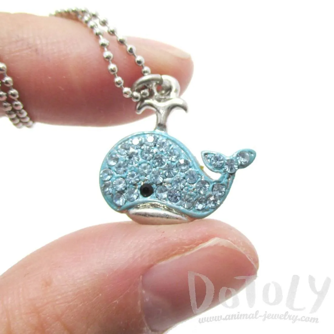 Super Cute Whale Shaped Blue Rhinestone Pendant Necklace | DOTOLY