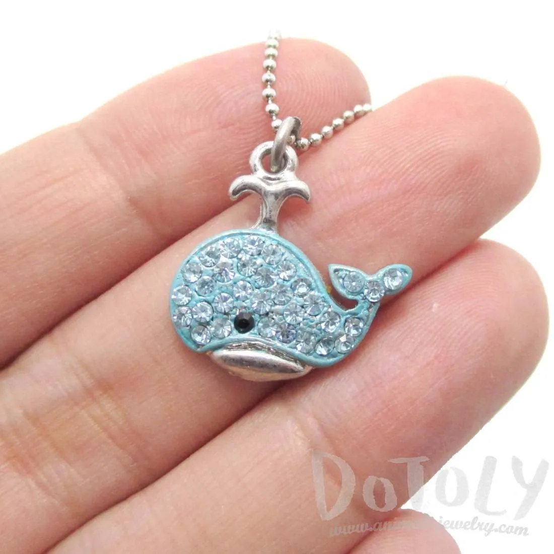 Super Cute Whale Shaped Blue Rhinestone Pendant Necklace | DOTOLY