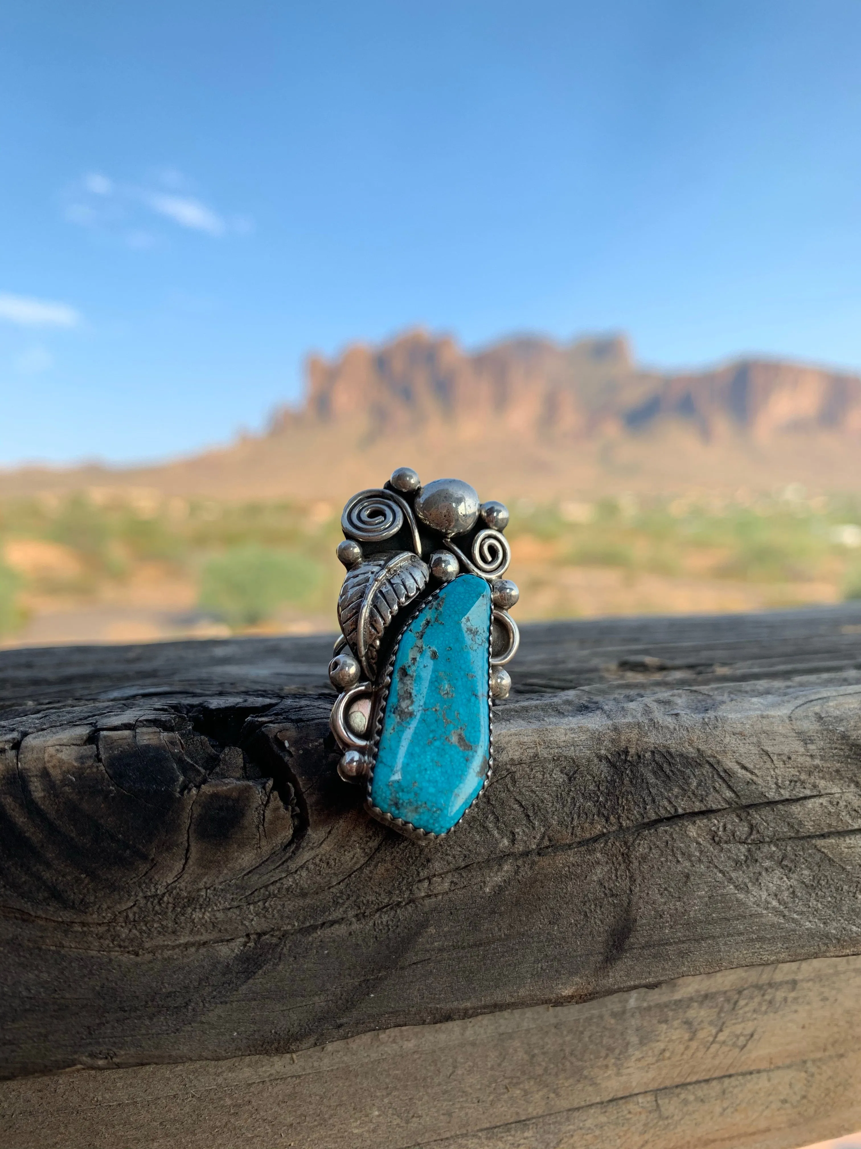 Swirls & Kingman Turquoise ring size 7 1/4