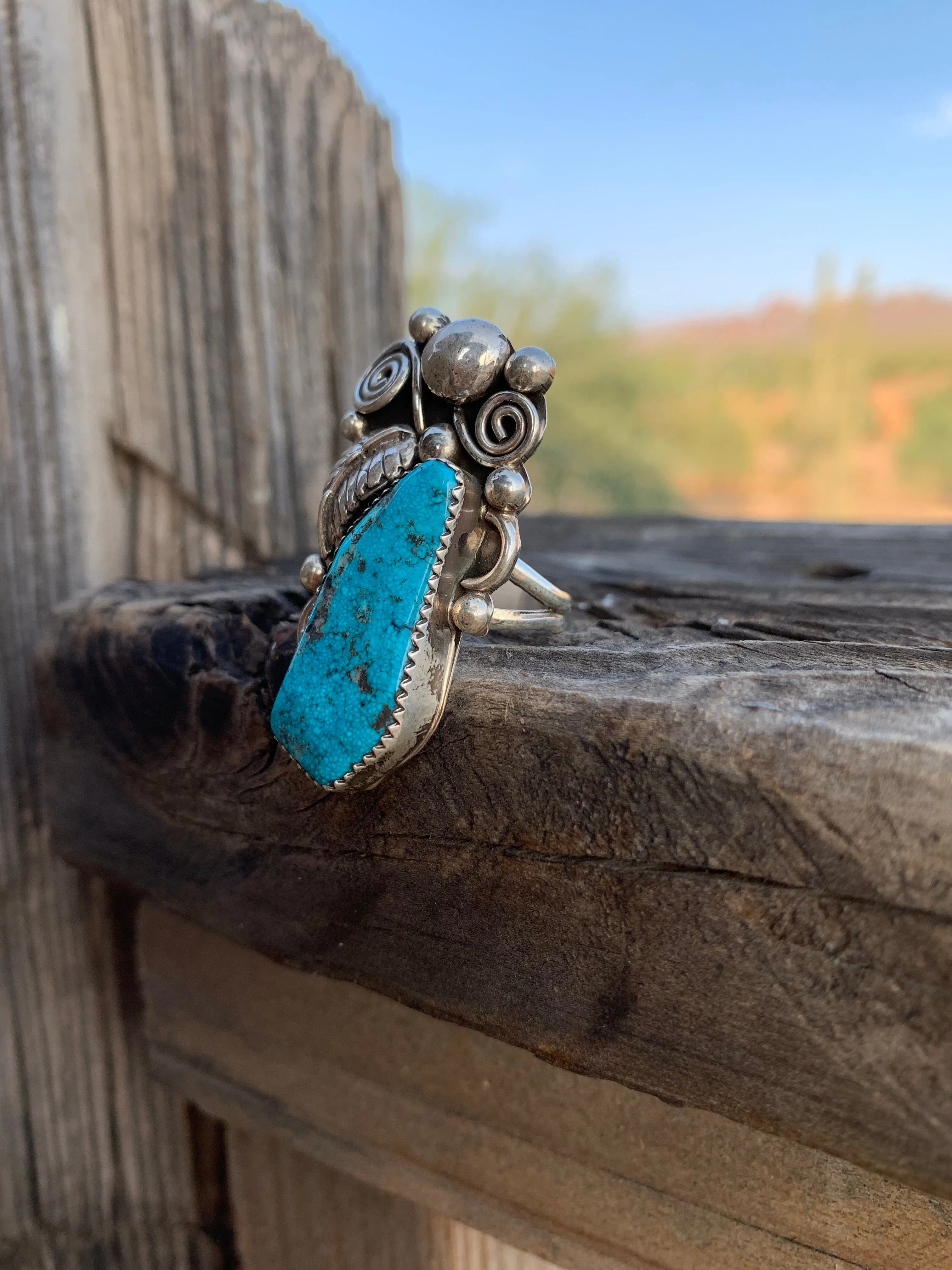 Swirls & Kingman Turquoise ring size 7 1/4