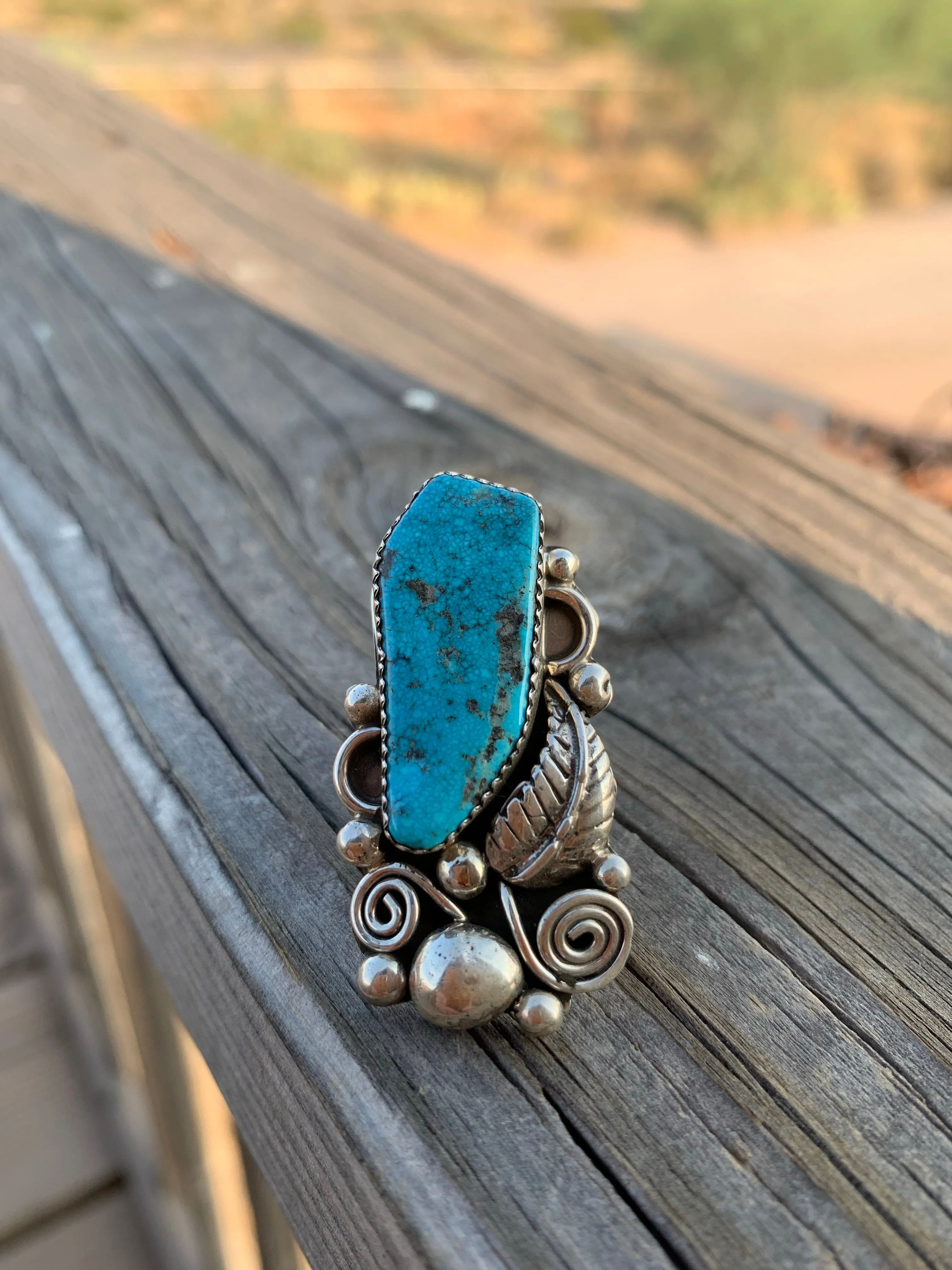 Swirls & Kingman Turquoise ring size 7 1/4