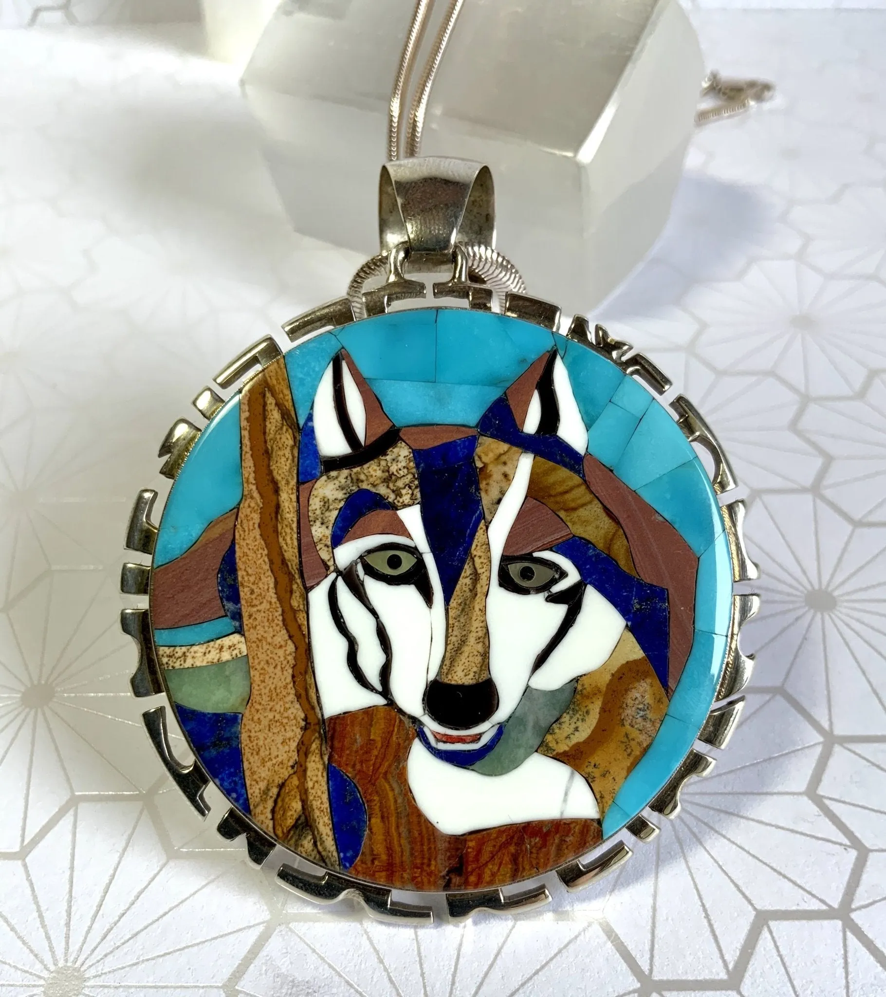 The Wolf in the Wood Inlay Heritage ART Pendant