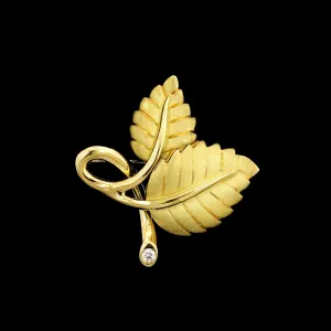 Tiffany & Co. 18K Yellow Gold Estate Diamond Leaf Pin