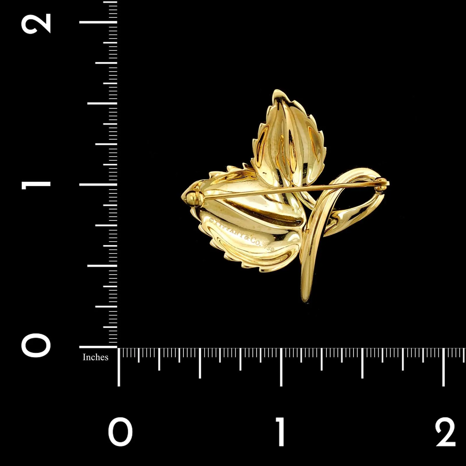 Tiffany & Co. 18K Yellow Gold Estate Diamond Leaf Pin